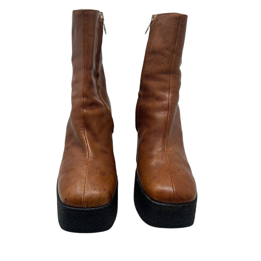 Brother Vellies Empire Platform Ankle Boots Brown Leather Made Italy Womens 6 - Picture 3 of 16